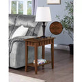 HomeStock Belmont End Table with Shelf Diamond Shaped Top Modern Two-Tier Storage Accent Table Rubberwood Tapered Legs for Home Office