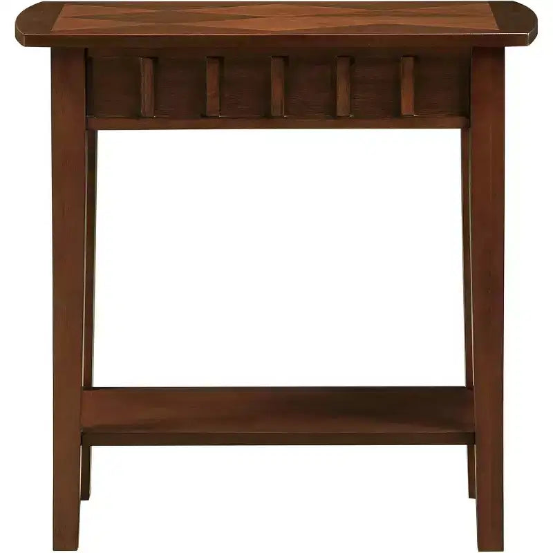 HomeStock Belmont End Table with Shelf Diamond Shaped Top Modern Two-Tier Storage Accent Table Rubberwood Tapered Legs for Home Office