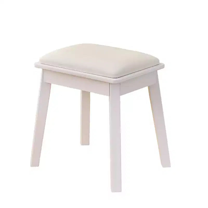 Homy Casa Vanity Desk with LED Mirror; Storage Drawers & Shelf; Stool for Bedroom or Dressing Room; White
