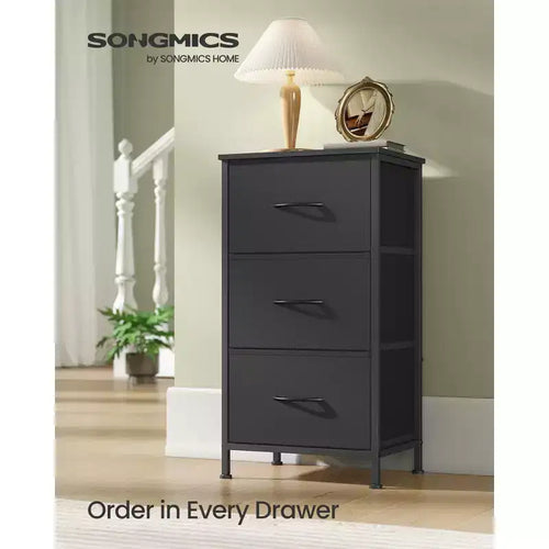 3-Drawer Fabric Dresser with Steel Frame; 66 lb Top Load Chest of Drawers; Multi-Use Storage Organizer for Bedroom Entryway