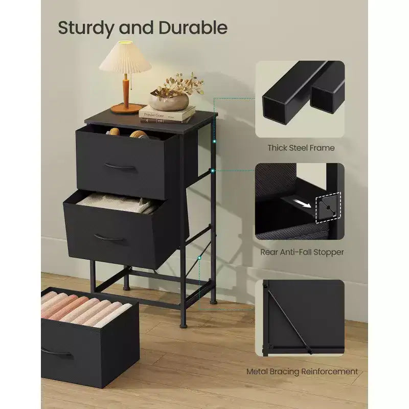 3-Drawer Fabric Dresser with Steel Frame; 66 lb Top Load Chest of Drawers; Multi-Use Storage Organizer for Bedroom Entryway