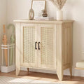 Rattan Sideboard Buffet Cabinet; Small Storage Cabinet with Doors and Shelves; Wood Accent Console Cabinet for Living Room; Dining Room; Kitchen