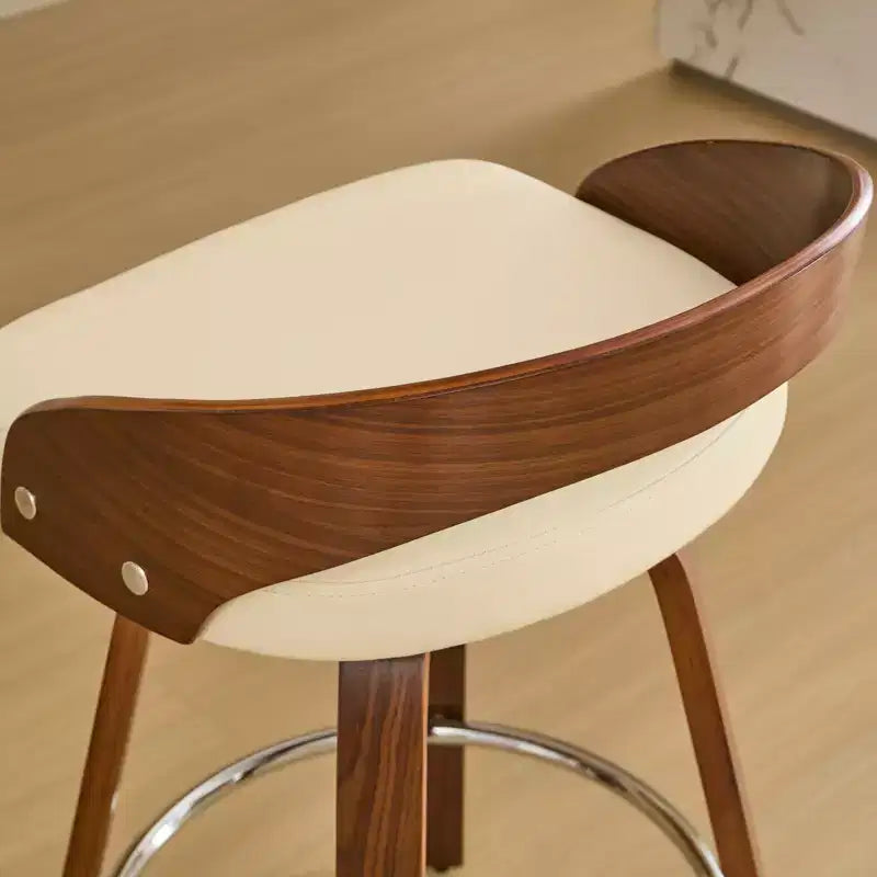 MAYEERTY Swivel Bar Stools - Low Back; Wood Frame; Soft Cushion; 25 Inch Seat Height;; Set of 2