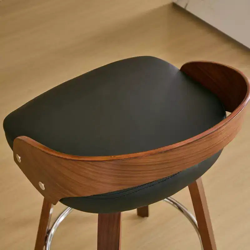 MAYEERTY Swivel Bar Stools - Low Back; Wood Frame; Soft Cushion; 25 Inch Seat Height;; Set of 2