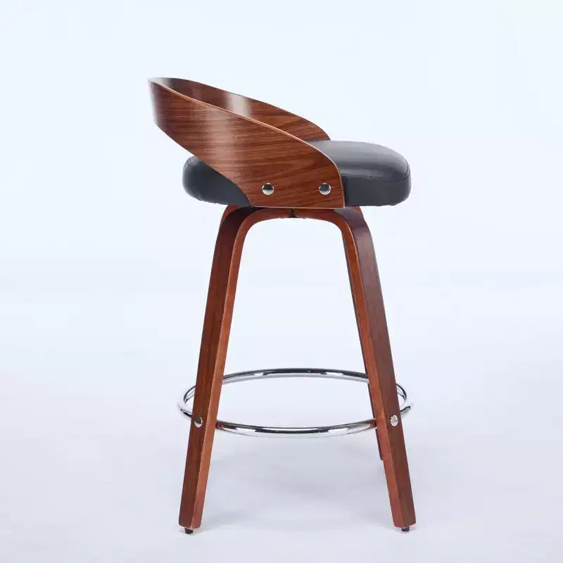 MAYEERTY Swivel Bar Stools - Low Back; Wood Frame; Soft Cushion; 25 Inch Seat Height;; Set of 2