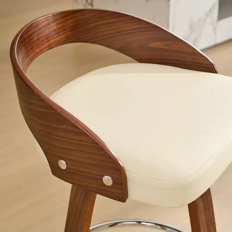MAYEERTY Swivel Bar Stools - Low Back; Wood Frame; Soft Cushion; 25 Inch Seat Height;; Set of 2
