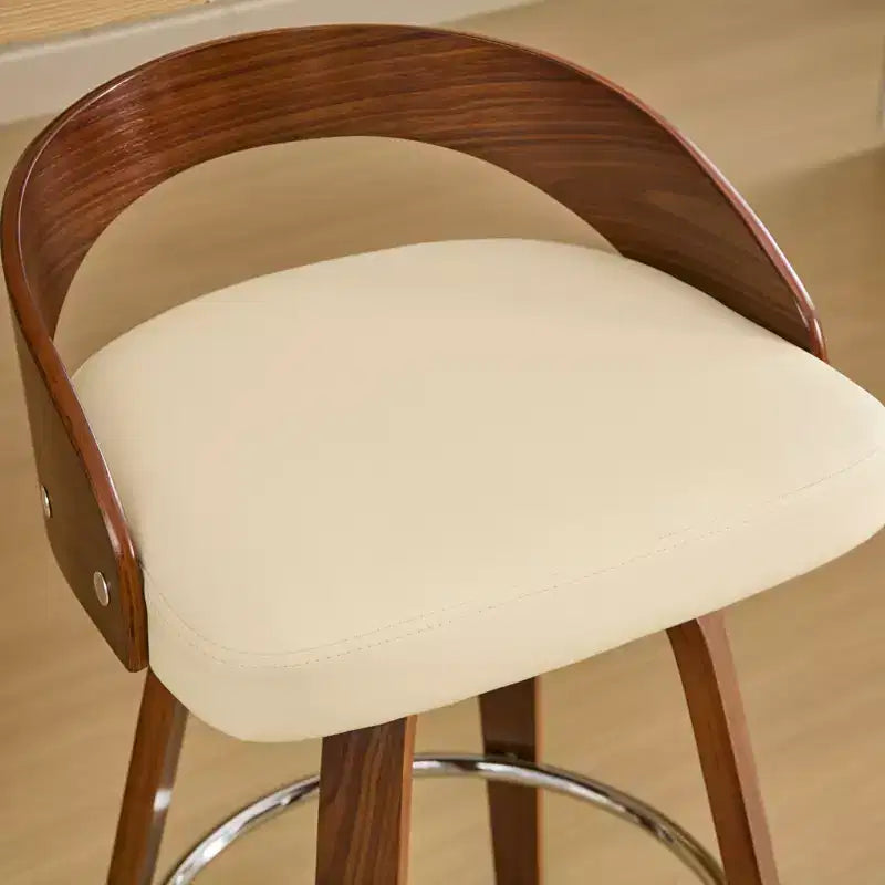 MAYEERTY Swivel Bar Stools - Low Back; Wood Frame; Soft Cushion; 25 Inch Seat Height;; Set of 2