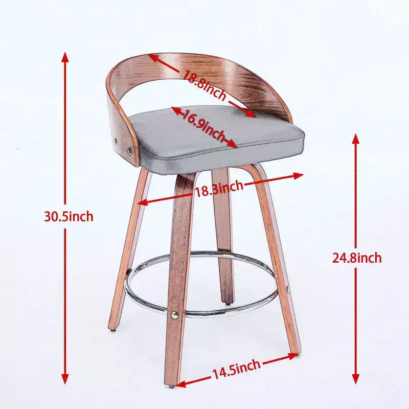 MAYEERTY Swivel Bar Stools - Low Back; Wood Frame; Soft Cushion; 25 Inch Seat Height;; Set of 2