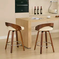MAYEERTY Swivel Bar Stools - Low Back; Wood Frame; Soft Cushion; 25 Inch Seat Height;; Set of 2