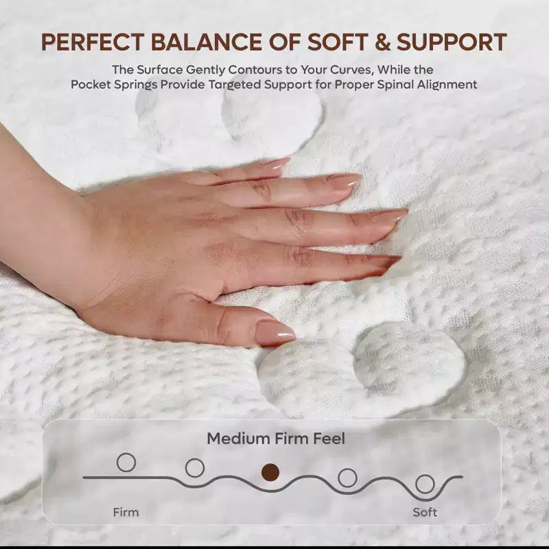 12 inch Twin Size Tencel Medium Hybrid Mattress; Plush Layer and Cooling Gel Memory Foam Mattress in a Box