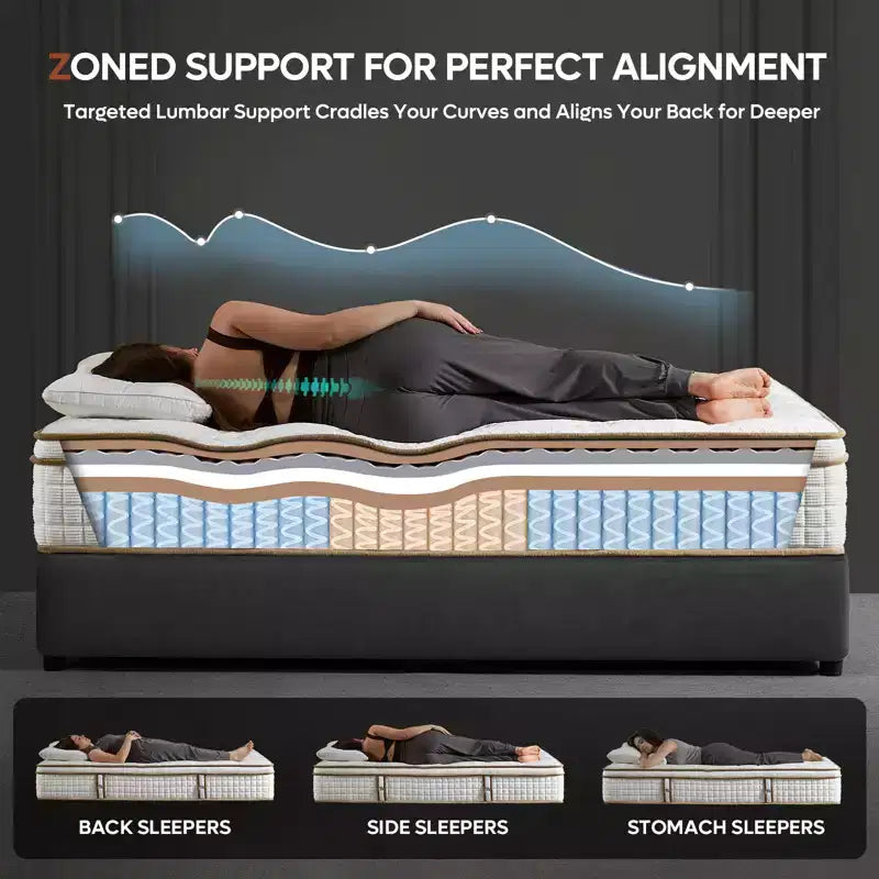 12 inch Twin Size Tencel Medium Hybrid Mattress; Plush Layer and Cooling Gel Memory Foam Mattress in a Box