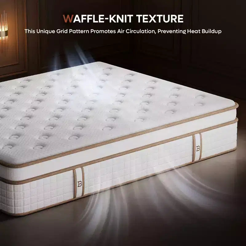 12 inch Twin Size Tencel Medium Hybrid Mattress; Plush Layer and Cooling Gel Memory Foam Mattress in a Box