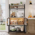 Bestier 5-Tier Microwave Stand with Storage Cabinets & LED; Kitchen Bakers Rack with Hutch & Hooks; 59 Coffee Bar Station with Open Storage Shelves