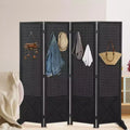 VINGLI 4 Panel Freestanding Pegboard with Feet; 5 FT Wood Room Divider Display Board; Partition Space Separator for Craft Shows Retail (Black)