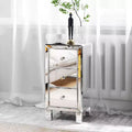 Bonnlo 3-Drawer Mirrored Nightstand End Table Bedside Table for Bedroom; Living Room; Silver; 11.7 L x 11.8 W x 23.8 H