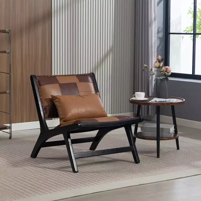GDFStudio Uintah Scandinavian Faux Leather Upholstered Accent Chair