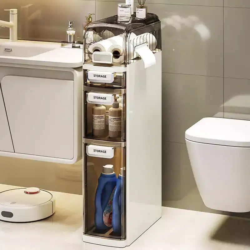 4-Tier Slim Storage Cabinet Wide Freestanding Organizer with; for Bathroom; Kitchen;