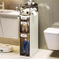 4-Tier Slim Storage Cabinet Wide Freestanding Organizer with; for Bathroom; Kitchen;
