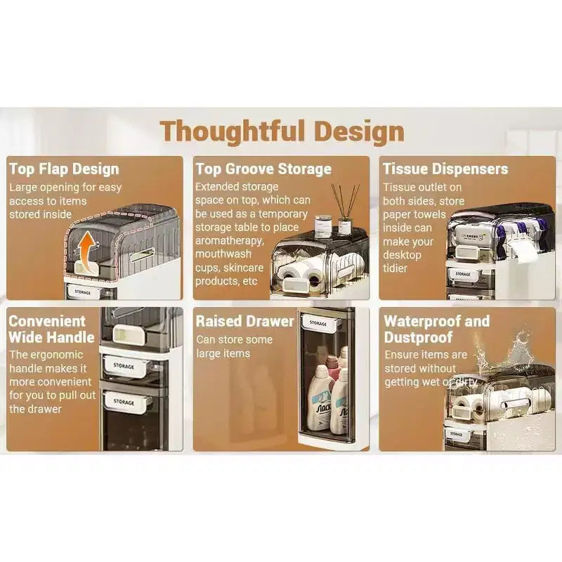 4-Tier Slim Storage Cabinet Wide Freestanding Organizer with; for Bathroom; Kitchen;