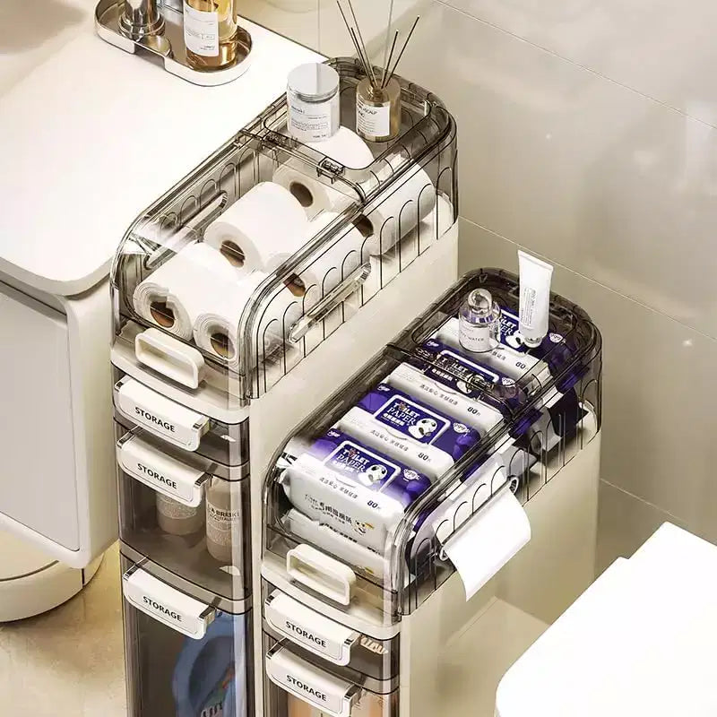 4-Tier Slim Storage Cabinet Wide Freestanding Organizer with; for Bathroom; Kitchen;