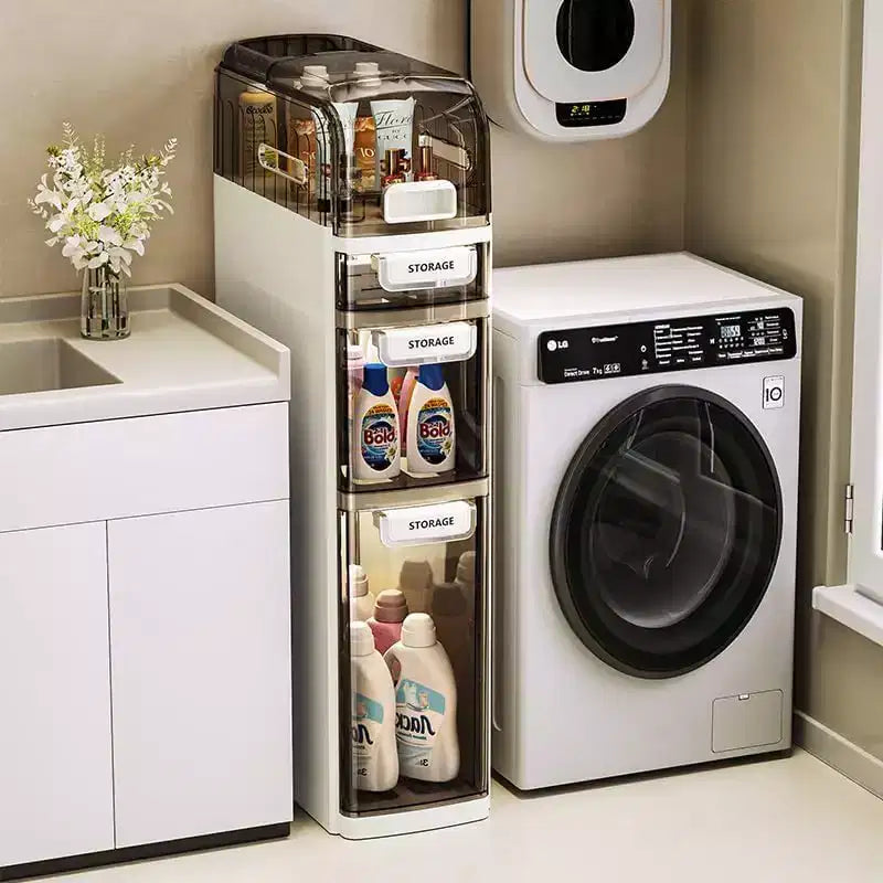 4-Tier Slim Storage Cabinet Wide Freestanding Organizer with; for Bathroom; Kitchen;