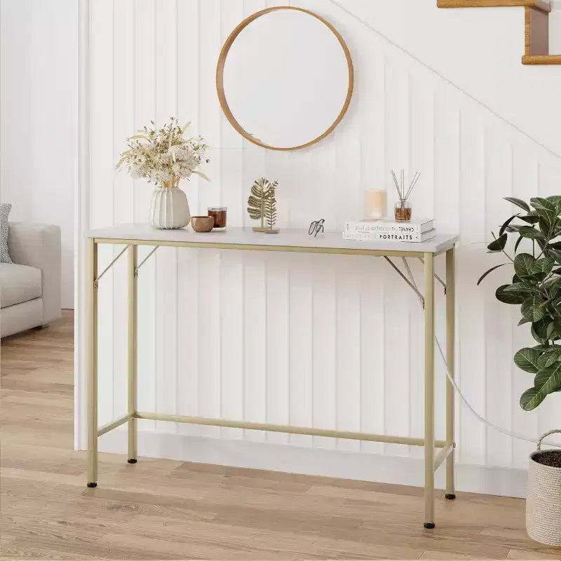 39.3 Narrow Console Table; Black Sofa Table with Outlets; Behind Couch Table ; 2 Tier Entry Hallway Table for Entryway;Living Room; Foyer; Office
