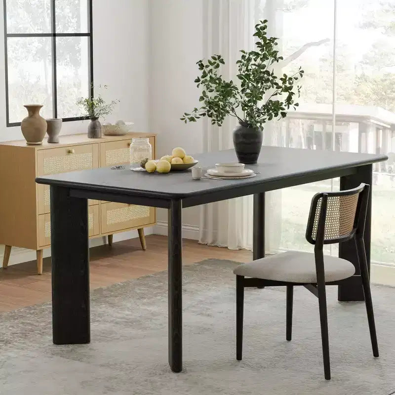 67 Inch Black Square Dining Table For Multiple People Dining At The Same Time; Suitable For Both Dining And Living Rooms