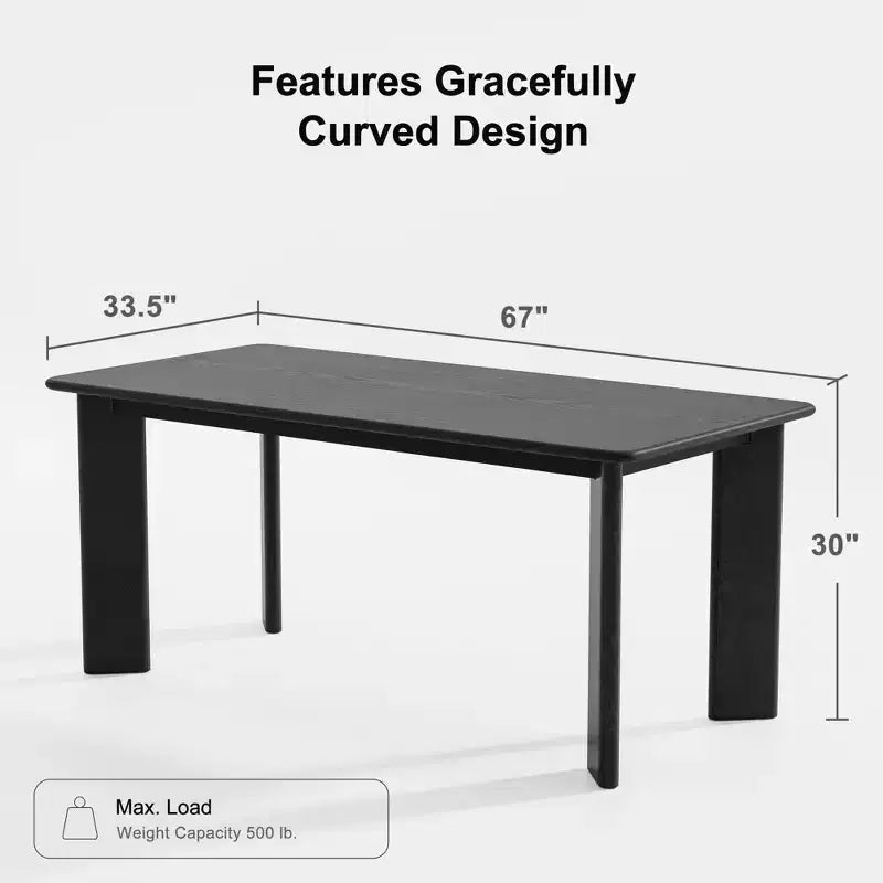 67 Inch Black Square Dining Table For Multiple People Dining At The Same Time; Suitable For Both Dining And Living Rooms