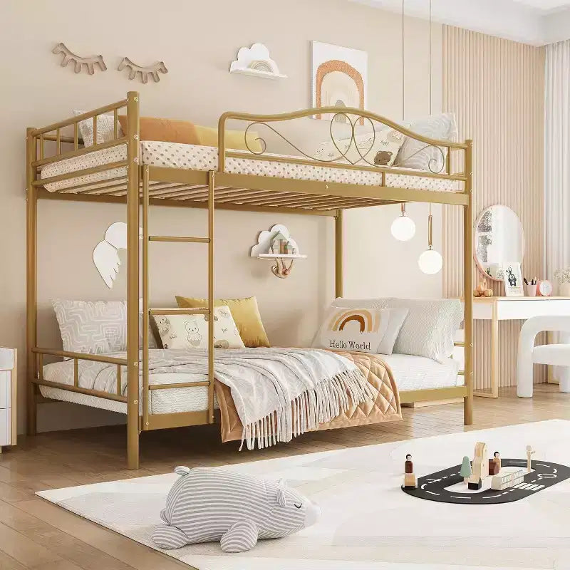 Bunk Bed Twin Over Twin; Twin Bunk Bed with Ladde & Full-Length Guardrails; Heavy Duty 400 LBS Weight Capacity; Space-Saving; No Box Spring Needed