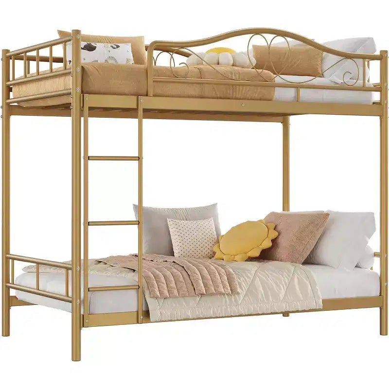 Bunk Bed Twin Over Twin; Twin Bunk Bed with Ladde & Full-Length Guardrails; Heavy Duty 400 LBS Weight Capacity; Space-Saving; No Box Spring Needed