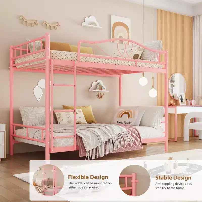 Bunk Bed Twin Over Twin; Twin Bunk Bed with Ladde & Full-Length Guardrails; Heavy Duty 400 LBS Weight Capacity; Space-Saving; No Box Spring Needed