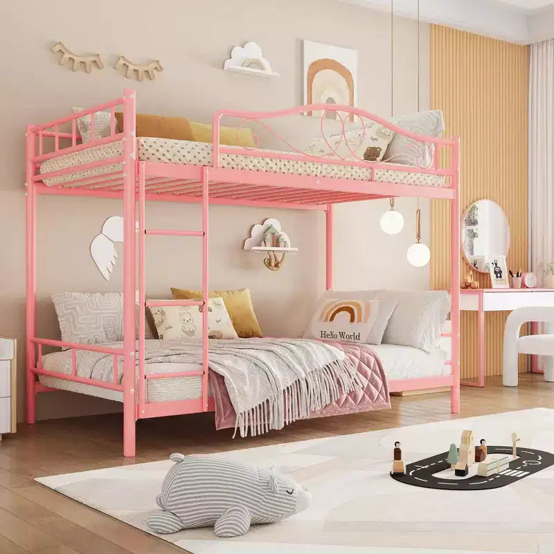 Bunk Bed Twin Over Twin; Twin Bunk Bed with Ladde & Full-Length Guardrails; Heavy Duty 400 LBS Weight Capacity; Space-Saving; No Box Spring Needed