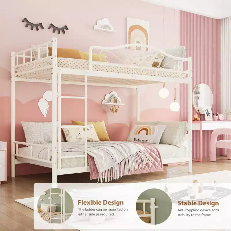 Bunk Bed Twin Over Twin; Twin Bunk Bed with Ladde & Full-Length Guardrails; Heavy Duty 400 LBS Weight Capacity; Space-Saving; No Box Spring Needed