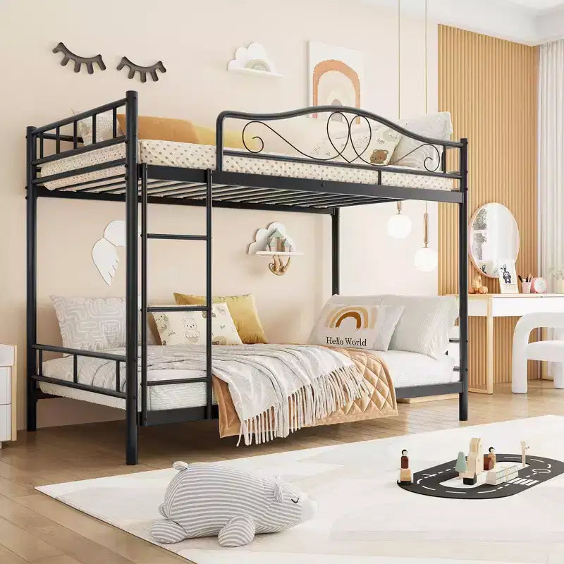 Bunk Bed Twin Over Twin; Twin Bunk Bed with Ladde & Full-Length Guardrails; Heavy Duty 400 LBS Weight Capacity; Space-Saving; No Box Spring Needed