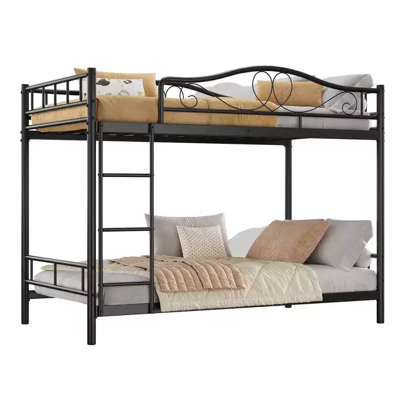 Bunk Bed Twin Over Twin; Twin Bunk Bed with Ladde & Full-Length Guardrails; Heavy Duty 400 LBS Weight Capacity; Space-Saving; No Box Spring Needed
