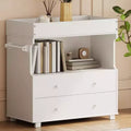 Wooden Changing Table; Baby Dressing Table with 2 Drawers & Shelves; Multi-Functional Baby Diaper Station for Bedroom; Kids Room; Nursery