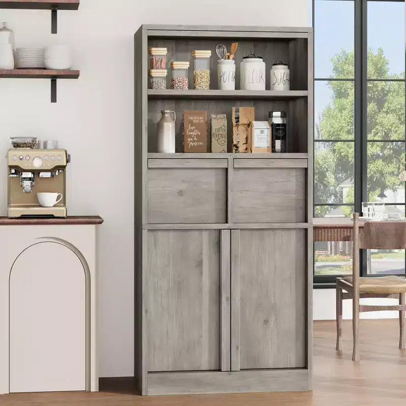 Tall Bathroom Cabinet; Floor Storage Cabinet with Doors & 2 Drawers; 51 H Bathroom Organizer Cabinet Freestanding for Bathroom; Living Room; Kitchen