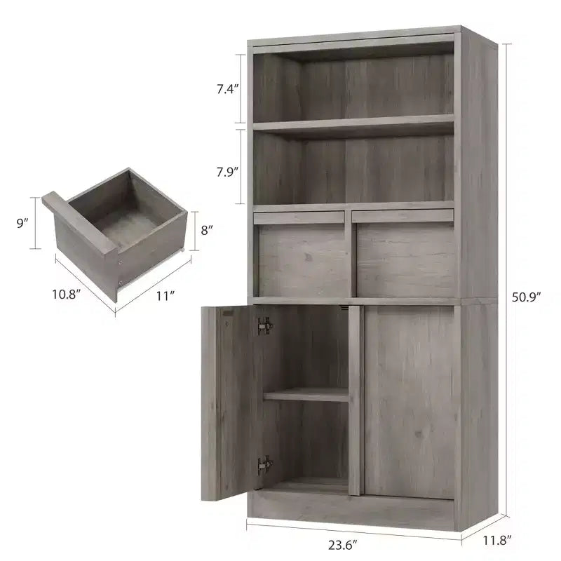 Tall Bathroom Cabinet; Floor Storage Cabinet with Doors & 2 Drawers; 51 H Bathroom Organizer Cabinet Freestanding for Bathroom; Living Room; Kitchen