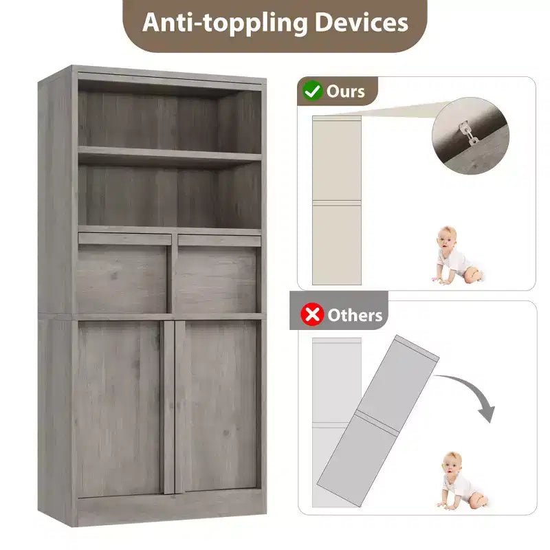 Tall Bathroom Cabinet; Floor Storage Cabinet with Doors & 2 Drawers; 51 H Bathroom Organizer Cabinet Freestanding for Bathroom; Living Room; Kitchen