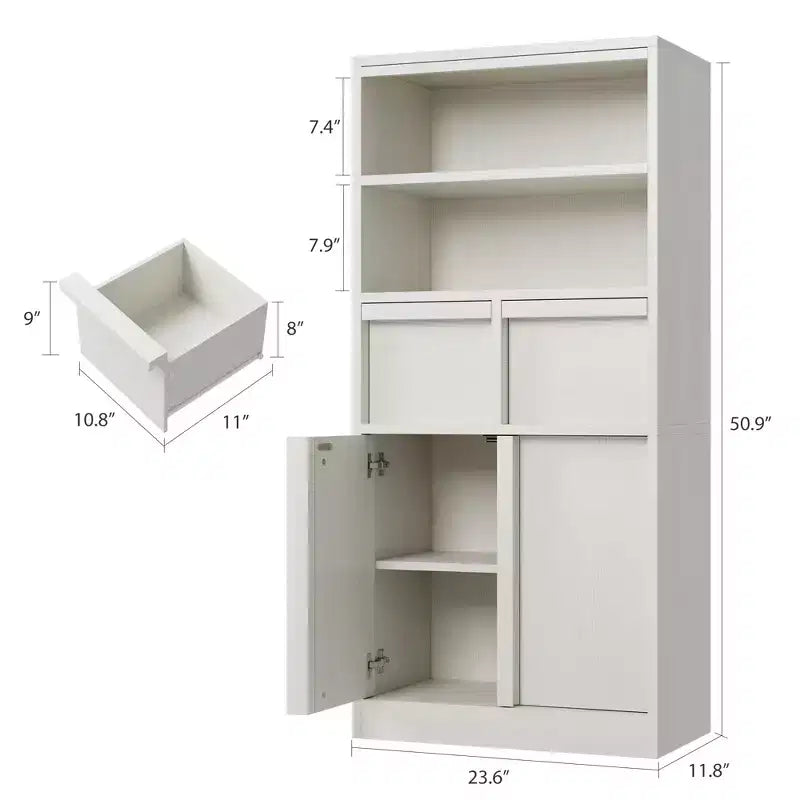 Tall Bathroom Cabinet; Floor Storage Cabinet with Doors & 2 Drawers; 51 H Bathroom Organizer Cabinet Freestanding for Bathroom; Living Room; Kitchen