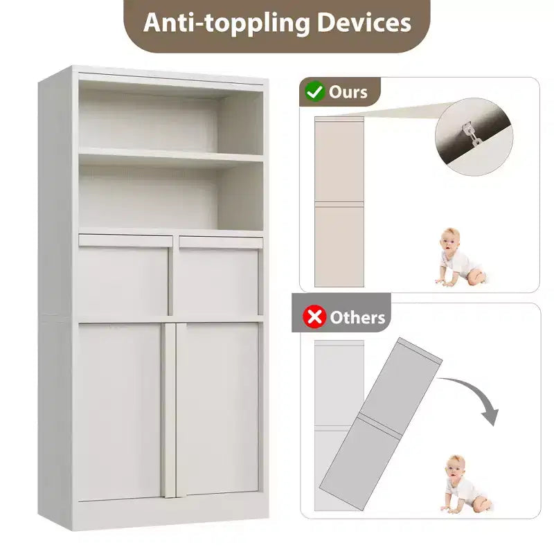 Tall Bathroom Cabinet; Floor Storage Cabinet with Doors & 2 Drawers; 51 H Bathroom Organizer Cabinet Freestanding for Bathroom; Living Room; Kitchen