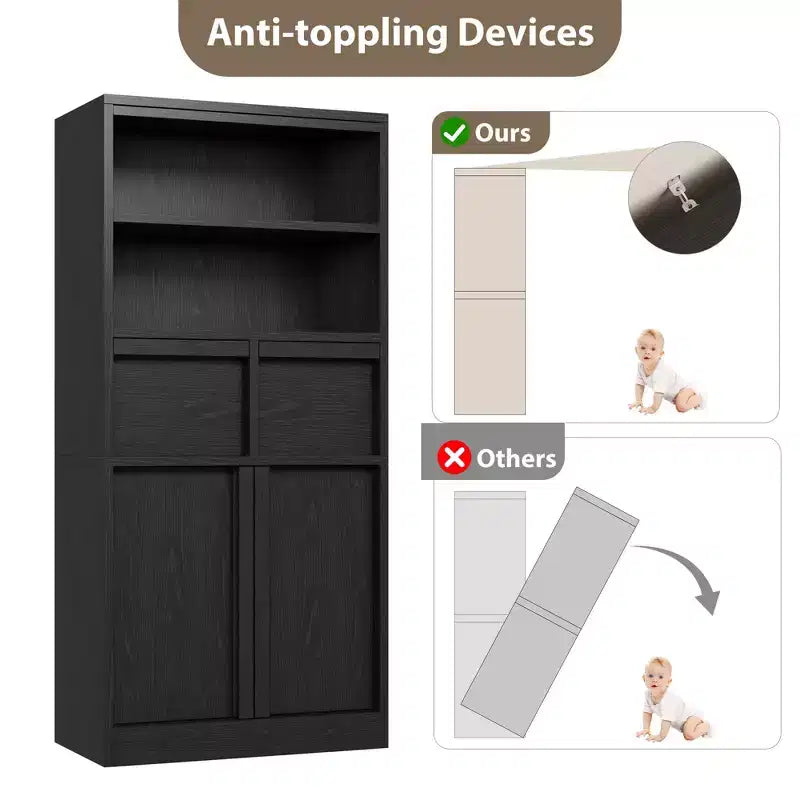 Tall Bathroom Cabinet; Floor Storage Cabinet with Doors & 2 Drawers; 51 H Bathroom Organizer Cabinet Freestanding for Bathroom; Living Room; Kitchen