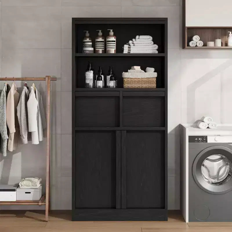 Tall Bathroom Cabinet; Floor Storage Cabinet with Doors & 2 Drawers; 51 H Bathroom Organizer Cabinet Freestanding for Bathroom; Living Room; Kitchen