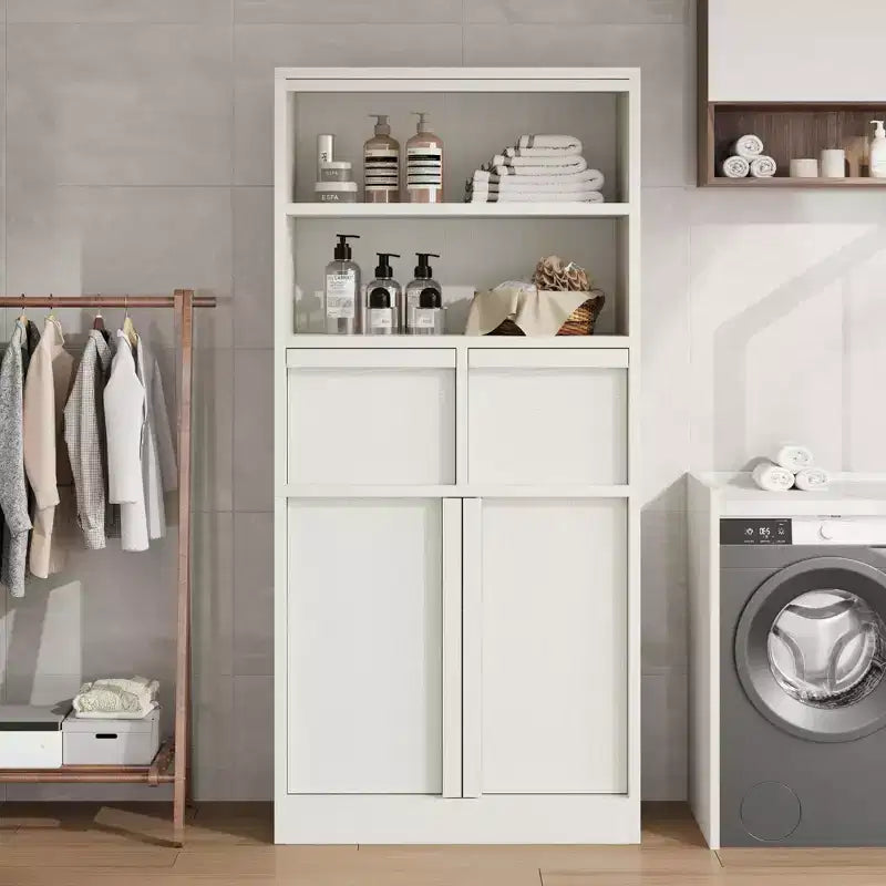 Tall Bathroom Cabinet; Floor Storage Cabinet with Doors & 2 Drawers; 51 H Bathroom Organizer Cabinet Freestanding for Bathroom; Living Room; Kitchen