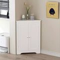 Corner Storage Cabinet; Modern Narrow Organizer with Adjustable Shelf; 2 Doors with Silver Knobs; Floor Cabinet for Living Room and Kitchen
