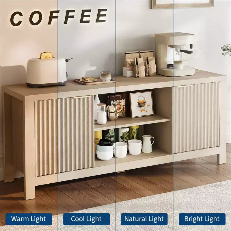 Fluted TV Stand for 65 Inch TV; Modern Console Table with Open Shelves;Heavy-Duty Entertainment Center; for Living Room; Bedroom