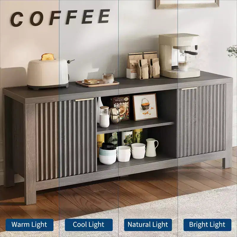 Fluted TV Stand for 65 Inch TV; Modern Console Table with Open Shelves;Heavy-Duty Entertainment Center; for Living Room; Bedroom