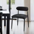 Royal Hampton Side Dining Chair Set of 2; Black Chenille; Curved; Metal Legs