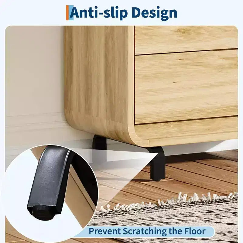 Modern Wood Dresser with Metal Legs: Natural Wood Chest of Drawers featuring Rounded Corners & Anti-Tip Kit for Bedroom Safety.