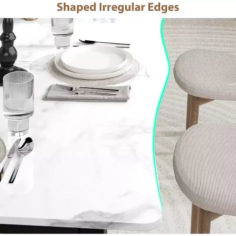 CuisinSmart Dining Table for 6-8; Rectangular Table with Unique Wave Irregular Edge;15MM Thick MDF Top & Metal Frame; for Dining Room